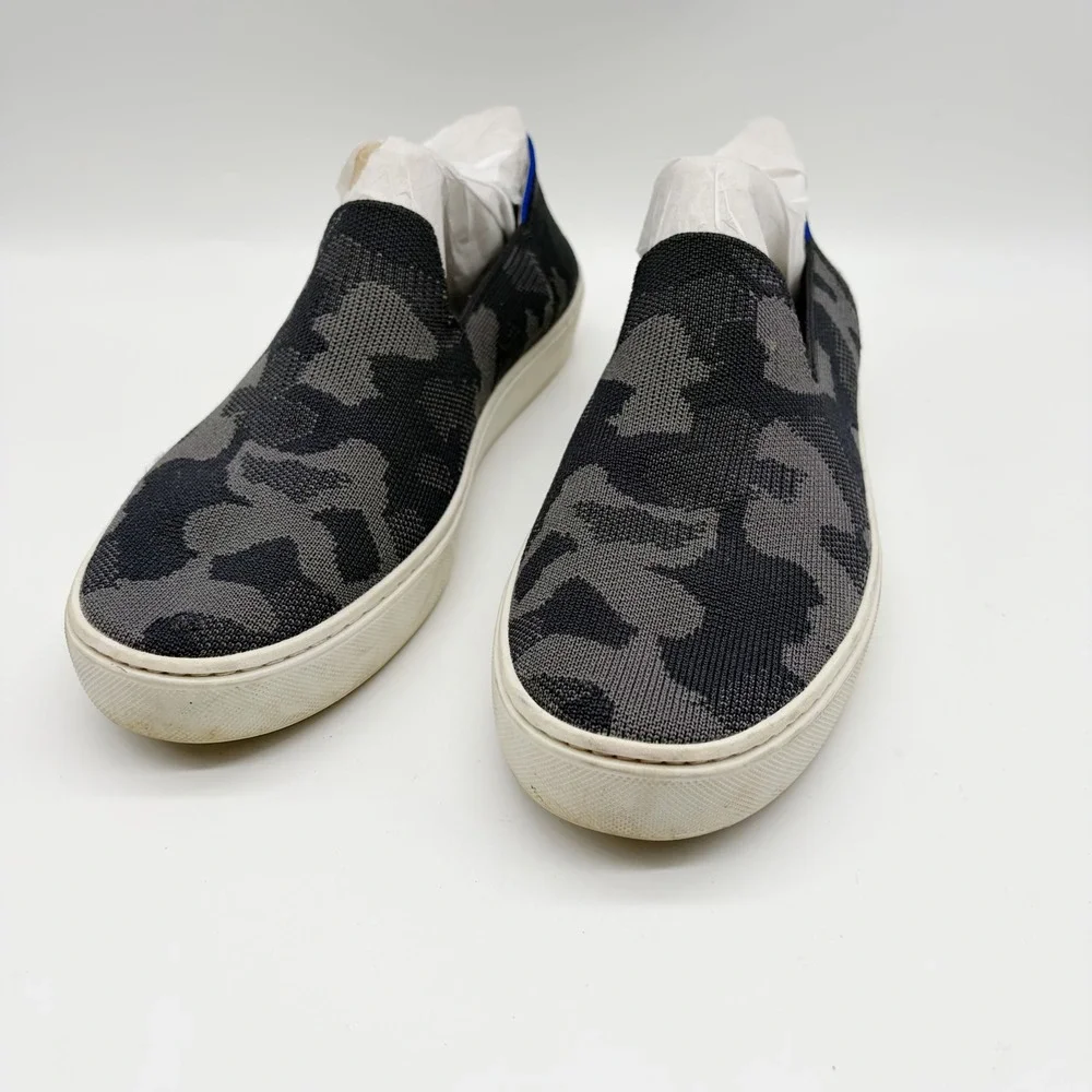 Rothy's The Sneaker Women 9.5 Grey Camo Slip‎ On Knit Sustainable Comfort Shoes